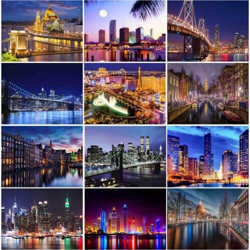 DIY Diamond Painting City Landscape Cross Stitch Full Square Picture of Rhinestones Mosaic Home Decor Gift 5D Diamond Embroidery