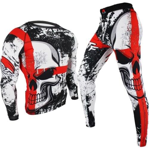 MMA Rash Guard Jiu Jitsu T-shirt + Pants Set Rashguard for men Tiger Muay Thai Shorts Mma Clothing Compression Boxing Sportsuit