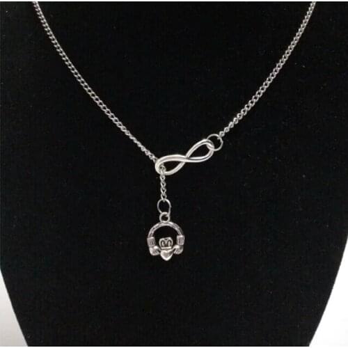 Hot 50cm New Fashion Jewelery Vintage " Pretty Irish Claddagh"& Lucky 8 Charms Pendant Statement Necklace Gift X82