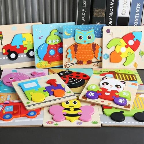 Toys 3d puzzle puzzles for kids Educational games kids color shape toy cognitive card wooden puzzles for toddlers stereoscopic