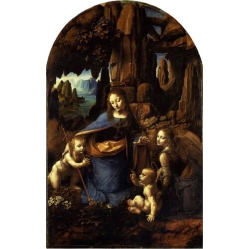 Famous Portrait Canvas Wall Painting The Virgin Of The Rocks London by Leonardo Da Vinci Oil Painting Replica Handpainted