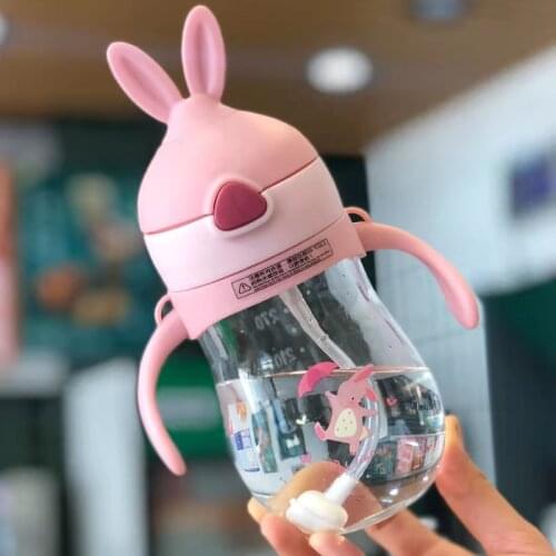 JY Child Baby Learning Drinking Milk Cup Rabbit Anti-fall With Handle PC Water Sippy Cup 270ml