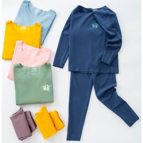 2 Pieces Seamless Kids Long John Autumn Kids Thermal Underwear Set Boys Girls Pijamas Child Sleepwear 4 6 8 10 12 Years