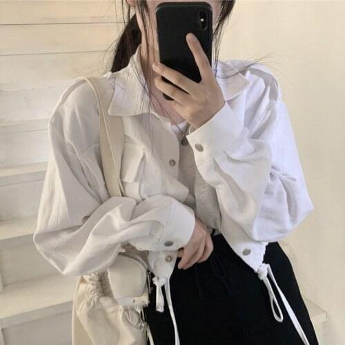 Jackets Women Button Basic Loose Lace Up Vintage Female Harajuku Leisure Streetwear Classic Elegant Autumn Pockets Clothing Coat