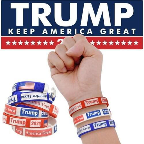 Hot Sale Fashion Simple Trump 2020 Wristband Color Sports Bracelet Rubber Fitness Wristband Bracelet Gift for Man
