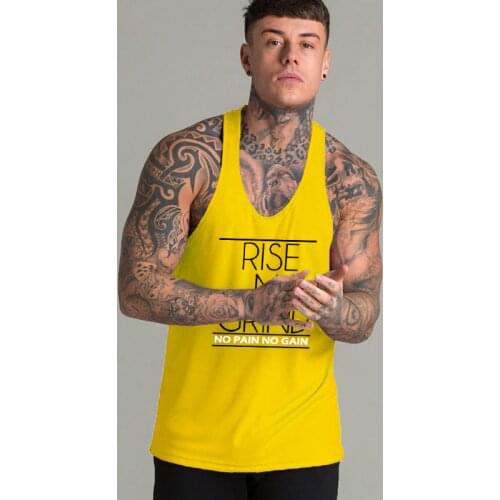 New Mens Tank Top Deep O-Neck 6 Colors Printed Tees Top Muscle Guys Vest Mens Fitness Stringer Tank Undershirt B11-52