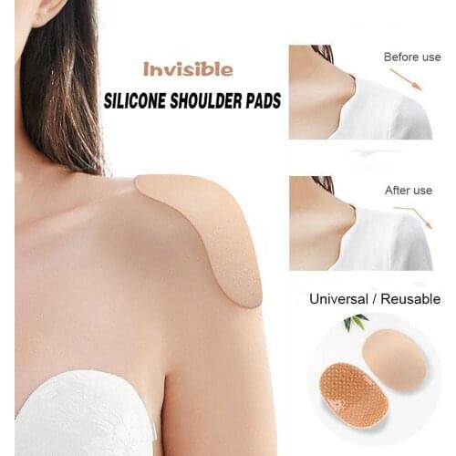 2Pcs Unisex Soft Anti-Slip Silicone Invisible Shoulder Pads Naturally Increased 2 IN for Shoulder Enhancer Clothing Dress