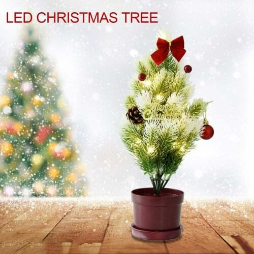 New Desktop Mini Christmas Tree With LED Light Flashing Glowing Water Activation Battery Table Christmas Home Decoration