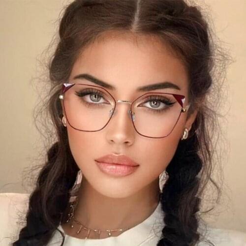 Cute Computer Glasses Anti Blue Light Oversized Red Points Metal Clear Glasses Female Optical Prescription Sunglasses Frame