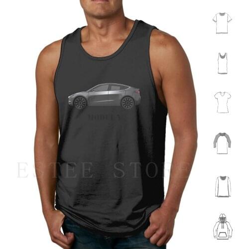 Tesla Model Y-Original Design Tank Tops Vest Cotton Tesla Cybertruck Tesla Tesla Space X Elon Musk Model 3 Electric Vehicle