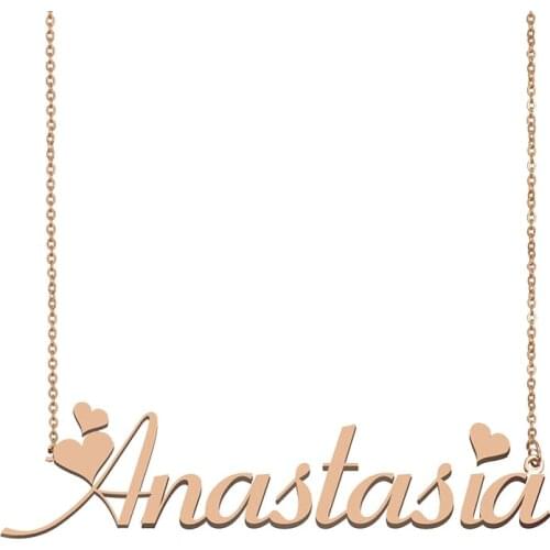 Anastasia Name Necklace Custom Stainless Steel Gold for Women Girls Best Friends Birthday Wedding Christmas Mother Days Gift