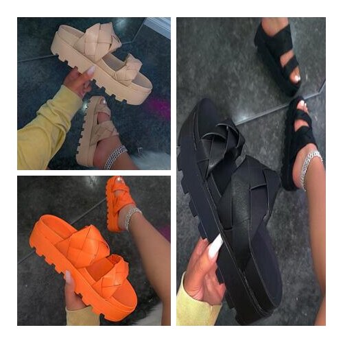 Casual all-match slippers ms Autumn 2020 new women twist straps double-layer platform waterproof platform outdoor beach sandals