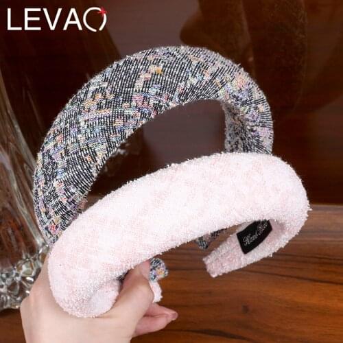 Levao Winter Thick Padded Headband Colorful Wide Sponge Hairband Hair Hoop Bezel Hair Bands for Women Girls Hair Accessories