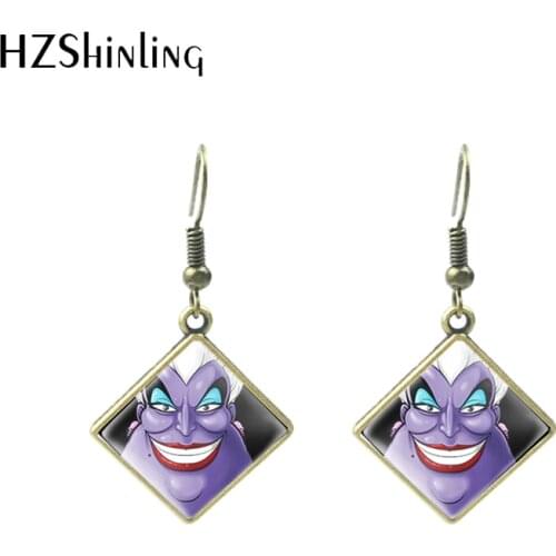 2021 New Arrival Cartoon Disney Villains Movies Bad Characters Handcraft Rhombus Fish Hook Earrings Gift for Girls