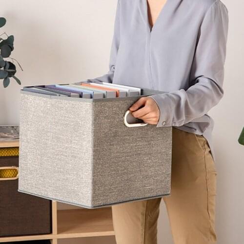 Foldable Storage Box Non-woven Fabric Organizer with metal Handles Quilt Clothes Sundries Wardrobe Storage Basket Home Organizer
