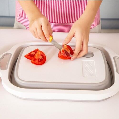 Folding Cutting Board Multifunctional Portable Drain Basket Washable Vegetables Strainer Camping Picnic Cleaning Tool