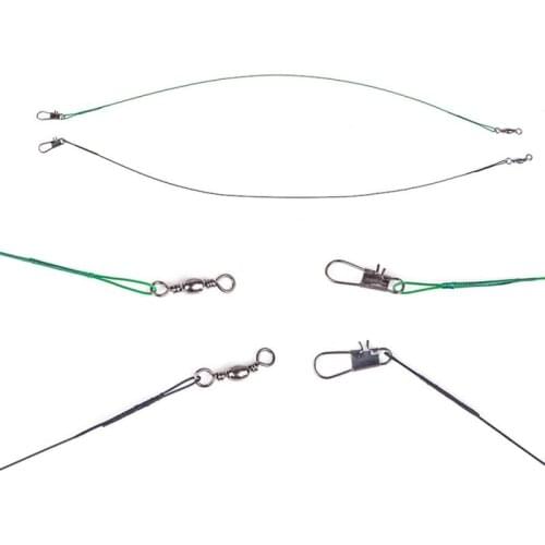 Anti Bite Steel Fishing Line Steel Wire Leader With Swivel Fishing Accessory Lead Core Leash Fishing Wire 25CM