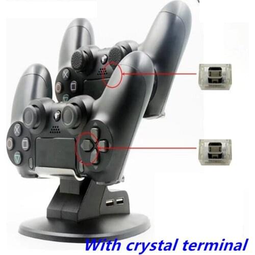 2017 Protect With Crystal Terminal Controller Fast Dual USB LED Charging Dock Station Charger for PS4 Slim PS4 Pro PS4 Gamepad