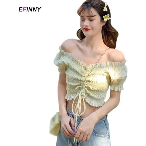 Summer Women Tops And Blouses Sexy Off The Shoulder Tops Short Sleeve Casual Blouse T-Shirt Korean Style Tops Black/Blue/Beige