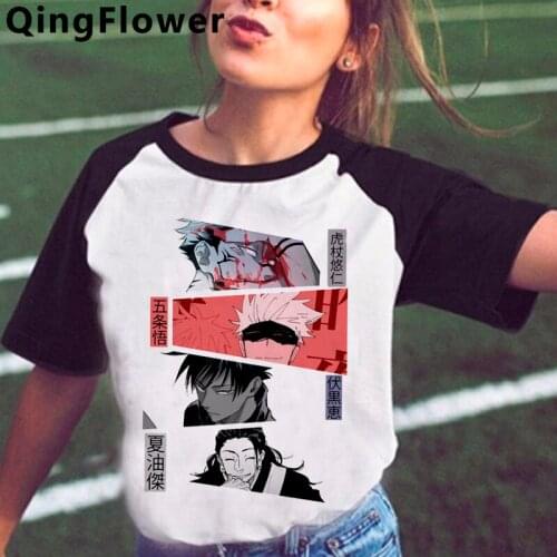 Jujutsu Kaisen Gojo Satoru Yuji Itadori top tees women harajuku kawaii japanese vintage kawaii clothes top tees harajuku