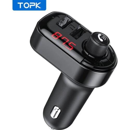 TOPK 4.1A Dual USB Car Charger FM Transmitter Bluetooth Car Audio MP3 Player Fast Charger Car Mobile Phone Charger for iPhone