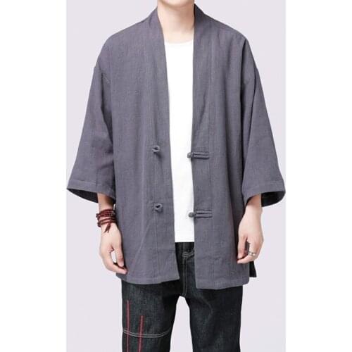 Traditional Chinese Clothing For Men Oriental Male Bomber Jacket Kung Fu Wushu Clothing Chinese Linen Shirts Men KK3053