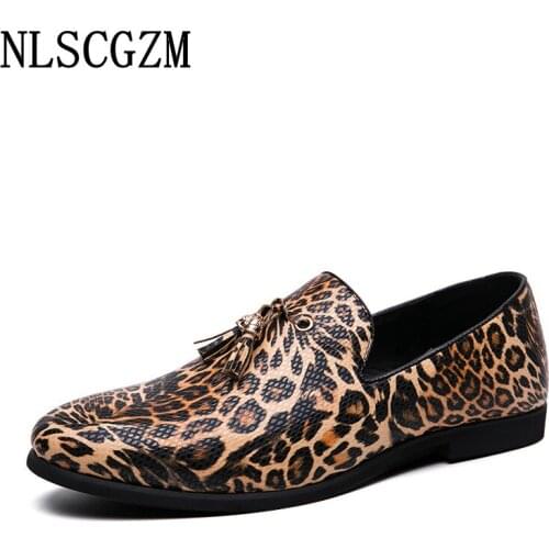 Leopard Men Dress Shoes Loafers Wedding Dress Italian Oxford Shoes for Men Business Suit Coiffeur Formal Slip on Shoes Men