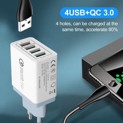 QC 3.0 USB Charger Fast Charger Multi Plug Adapter Quick Charge 3.0 Wall Mobile Phone Charger For iPhone Samsung Xiaomi Mi