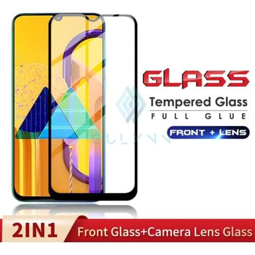 2 in 1 A51 A71 A01 A91 Protective Glass For Samsung Galaxy M30S A10 A20 A30 A40 A50 A60 S Tempered Glass Camera Glass Protector