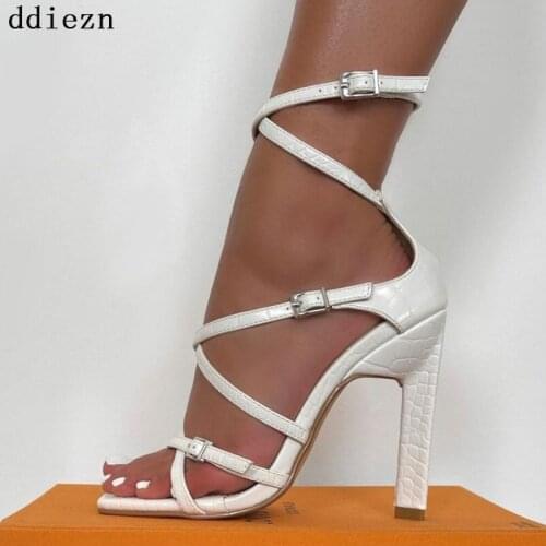 Gladiator Women Pumps High Heels Shoe Women Sandal 2021 Heels Sexy Peep Toe High-Heeled Shoes For Women Flip-flops Slides