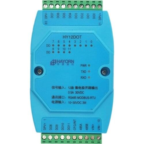Switching value output module 12 channel transistor collector output 0.3A30V magnetic isolation MODBUS485 communication