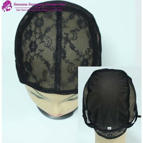 10pcs! glueless lace wig caps for making wigs stretch lace with adjustable straps back weaving cap black color