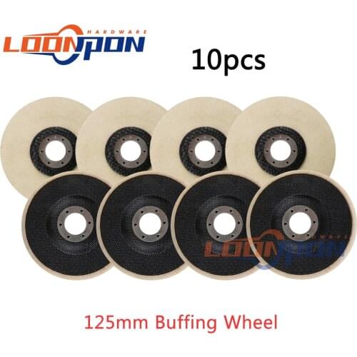 125mm/5inch Wool Buffing Wheel Beige Buffing Pads Grinding Angle Grinder Wheel Felt Polisher Disc For Stainless Steel 10PCS