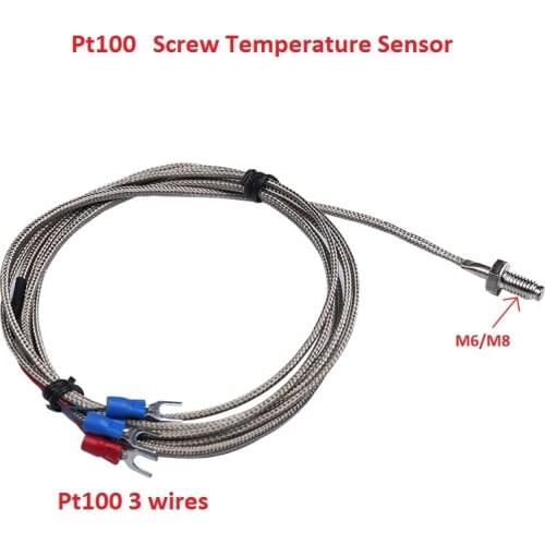 20 pcs/pack Pt100 Type M6/M8 Screw Temperature sensor with stainless shielding cable