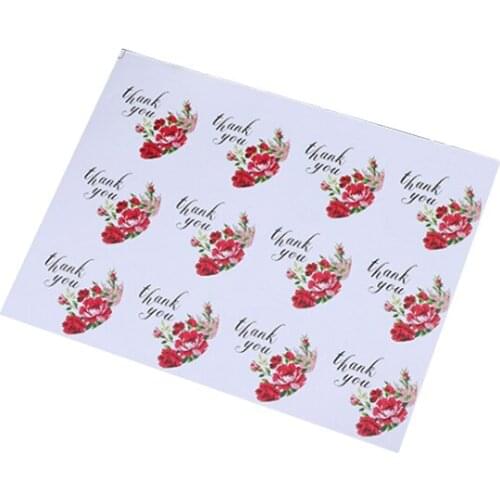 120pcs/lot DIY Decorative Paper Sticker 'thank you' Rose Adhesive Sealing Label Stickers DIY Product Package Decoration Label