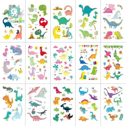15 Sheet Dinosaur Makeup Temporary Tattoo Sticker Cute Fake Tatoo Flash Tattoo Waterproof Small Body Art For Children