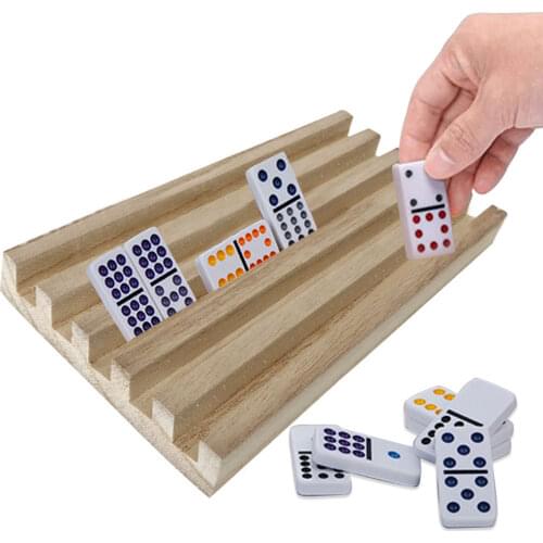 4PCS/Set Domino Racks Premium Domino Wooden Trays Holders For Chicken Foot Mexican Train And Domino Games Table Games