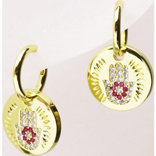 5 Pairs Zircon Hamsa earrings Mix color eyes charms earrings women jewelry Fashion Drop earrings Gift for women jewelry 51292