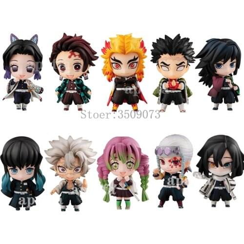 5pcs Demon Slaye Anime Figure Kamado Tanjirou Tomioka Giyuu Uzui Tengen Action Figure Kimetsu No Yaiba Figurine Model Doll Gift