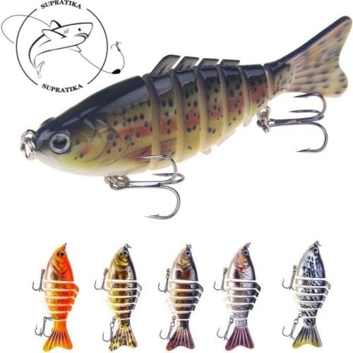 5Pcs/lot 100mm 16g 7 Segments Lifelike Wobblers Fishing Bait Lures With 2 Treble Hooks For Sea Fishing Tackle Crankbait Pesca