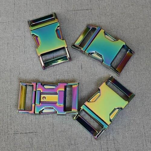 50 Pieces Rainbow 25mm Metal Belt Buckle Side Release Buckle for DIY Bag dog collar Paracord Buckles Bracelet Trinket