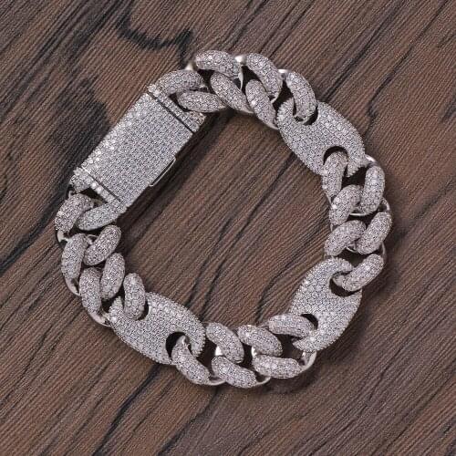 Fashion Bling Bling Brass Hip hop Iced Out Zircon Cuban Chain Bracelet Mens Jewelry CZ Cuban Bracelet BB013