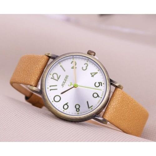 Julius Lady Womens Watch Japan Quartz Unisex Hours Fashion Bracelet Leather Retro Simple Valentine Girl Birthday Gift No Box