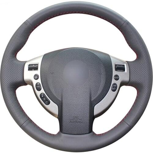 Black Artificial Leather Handsewing No-slip Car Steering Wheel Cover for Nissan Qashqai X-Trail NV200 Serena Rogue Sentra