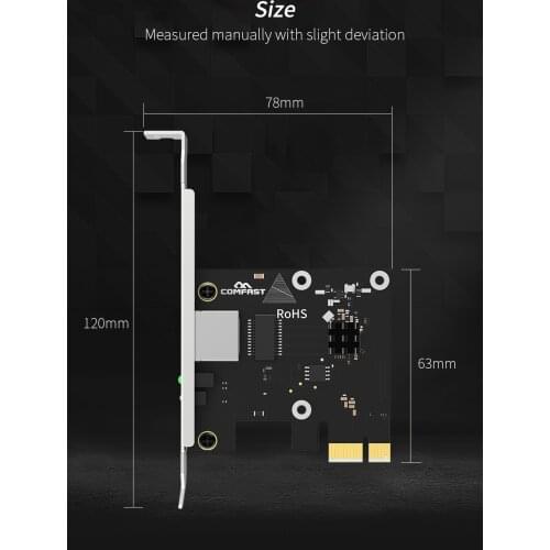 COMFAST Game Network Card 2.5G Gigabit PCI-E Wired Adapter RTL8125B with 1 Port RJ45 LAN Card 10/100/1000Mbps For Table PC