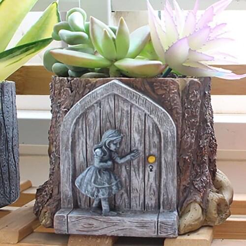 Flowerpot Ornament 3D Decorative Resin Vivid Little Girl Planter Figurine for Garden