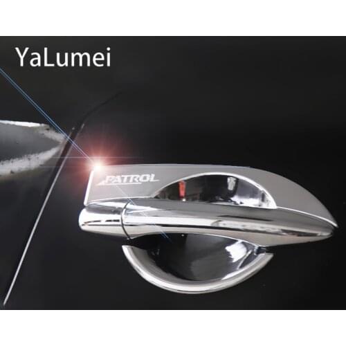 For Nissan Patrol Y62 Armada 2013-2020 Chrome Car Outer Door Bowl Trim Protective Cover Sticker Exterior Decoration Accessories