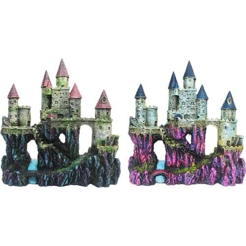 Castle Aquarium Decoration Hand Painted with Realistic Details 9.8 Inches High Fish Tank Ornaments Small Fish Shelters