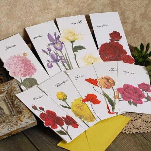 Beautiful flower greeting cards with envelopes,handmade emboss flower cards for all occasions