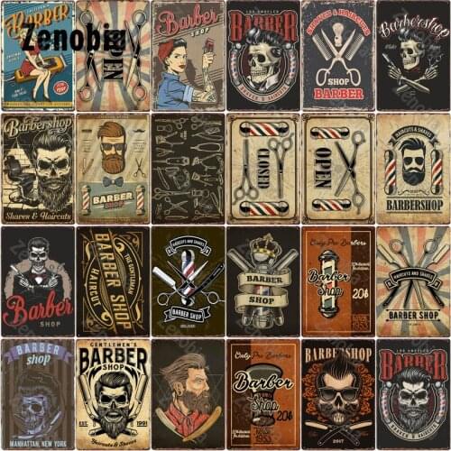 Metal Tin Sign Barber Vintage Barber Shop Decoration Metal Sign Plate Metal Poster Decorative Wall Stickers for Home Wall Decor